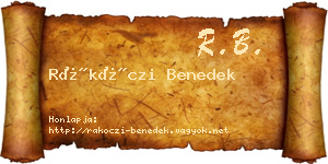 Rákóczi Benedek névjegykártya
